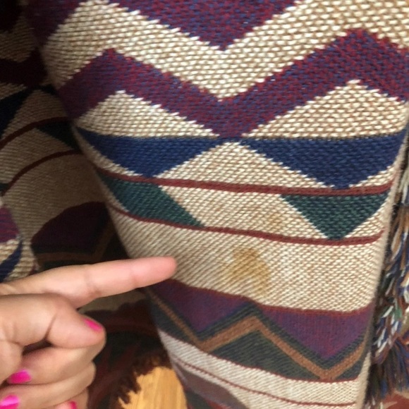 VINTAGE Maxi Aztec Blanket Sweater Coat - Picture 8 of 12